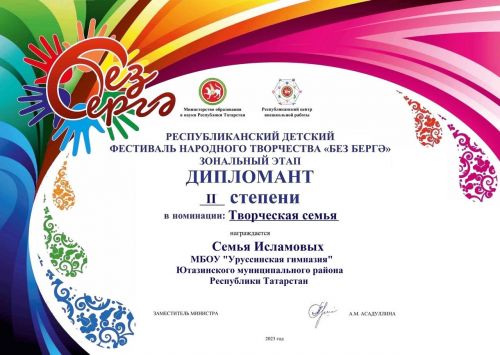 «Самой творческой» по результатам республиканского фестиваля  признана семья Исламовых из Уруссу
