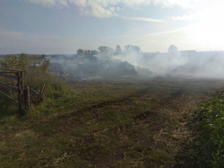 В Ютазинском районе огнем уничтожено 5 стогов сена