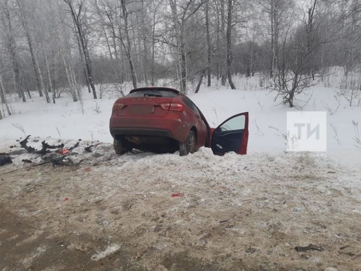 Двоих пострадавших увезли в больницу после столкновения двух авто на трассе в Татарстане