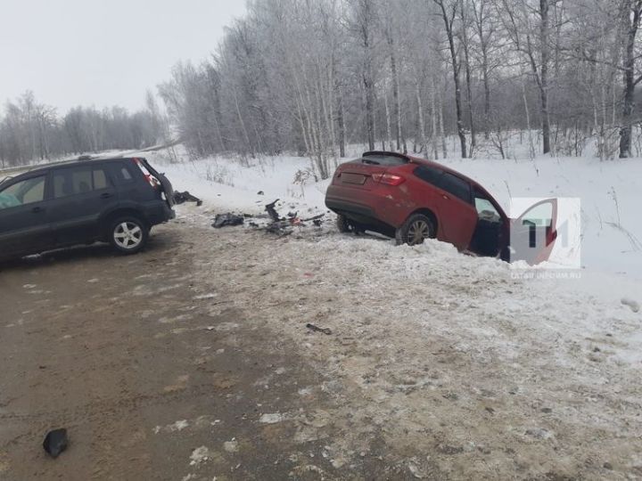 Двоих пострадавших увезли в больницу после столкновения двух авто на трассе в Татарстане