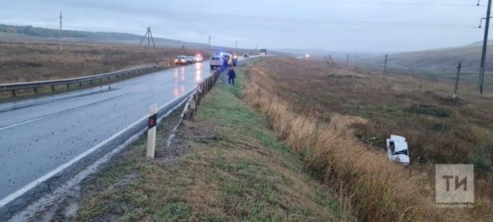 В Татарстане автомобиль вылетел в кювет, пассажир погиб, а водитель сбежал с места аварии