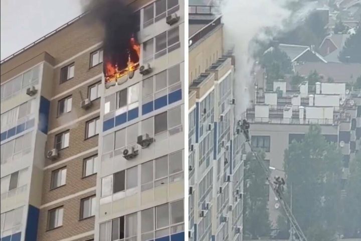 Пожар в многоэтажке Челнов попал на видео