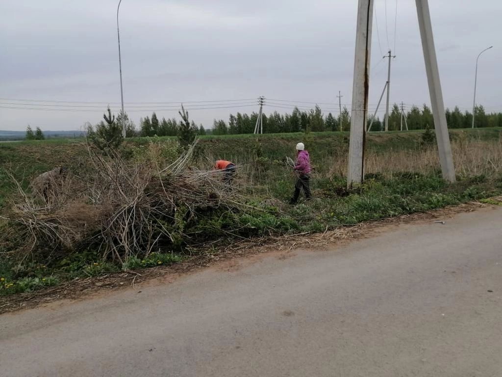 В селе Абсалямово прошел субботник по очистке придорожной полосы