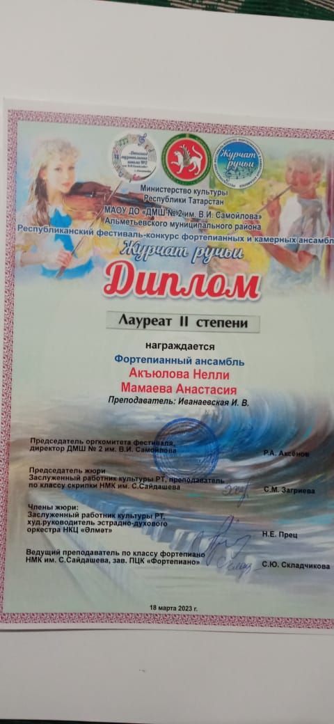 Пианистки ДШИ лауреаты республиканского фестиваля