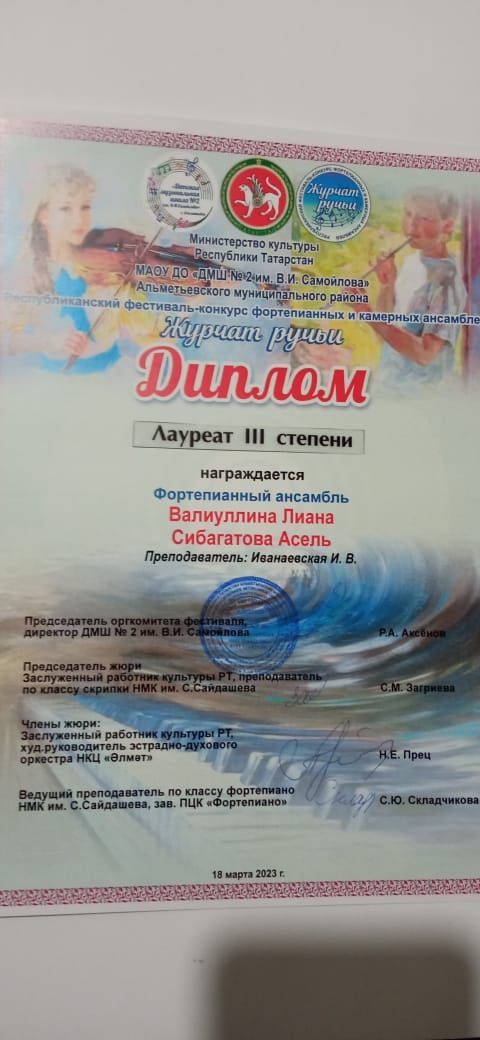 Пианистки ДШИ лауреаты республиканского фестиваля