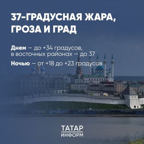 В Татарстане ожидаются 37-градусная жара, гроза и град
